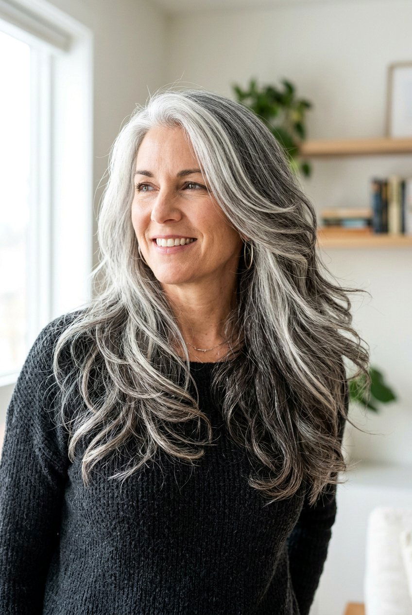 Salt and pepper long layers - 20 salt and pepper hair color ideas - 20 salt and pepper hair color ideas