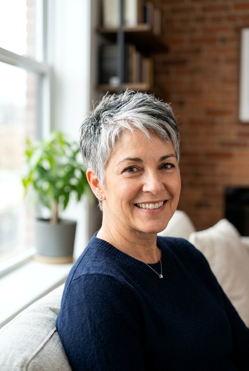 Salt and pepper pixie cut - 20 gray pixie haircut - 20 gray pixie haircut