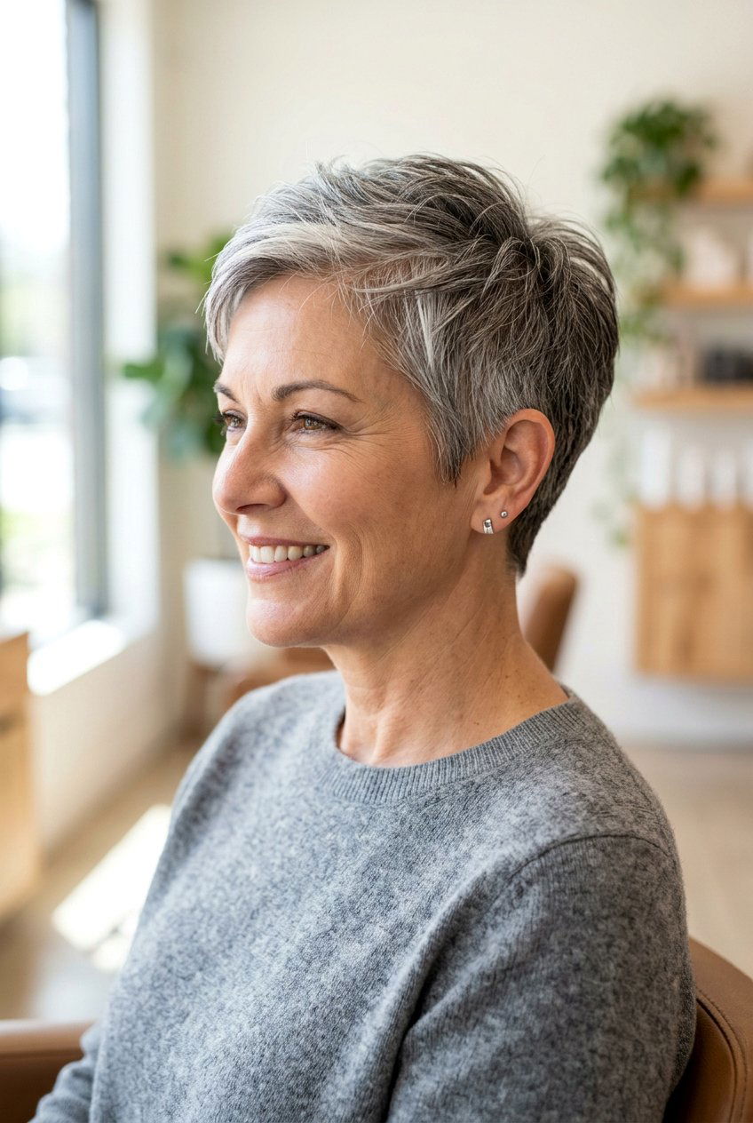 Salt and pepper tapered pixie cut - 20 tapered pixie cut - 20 tapered pixie cut