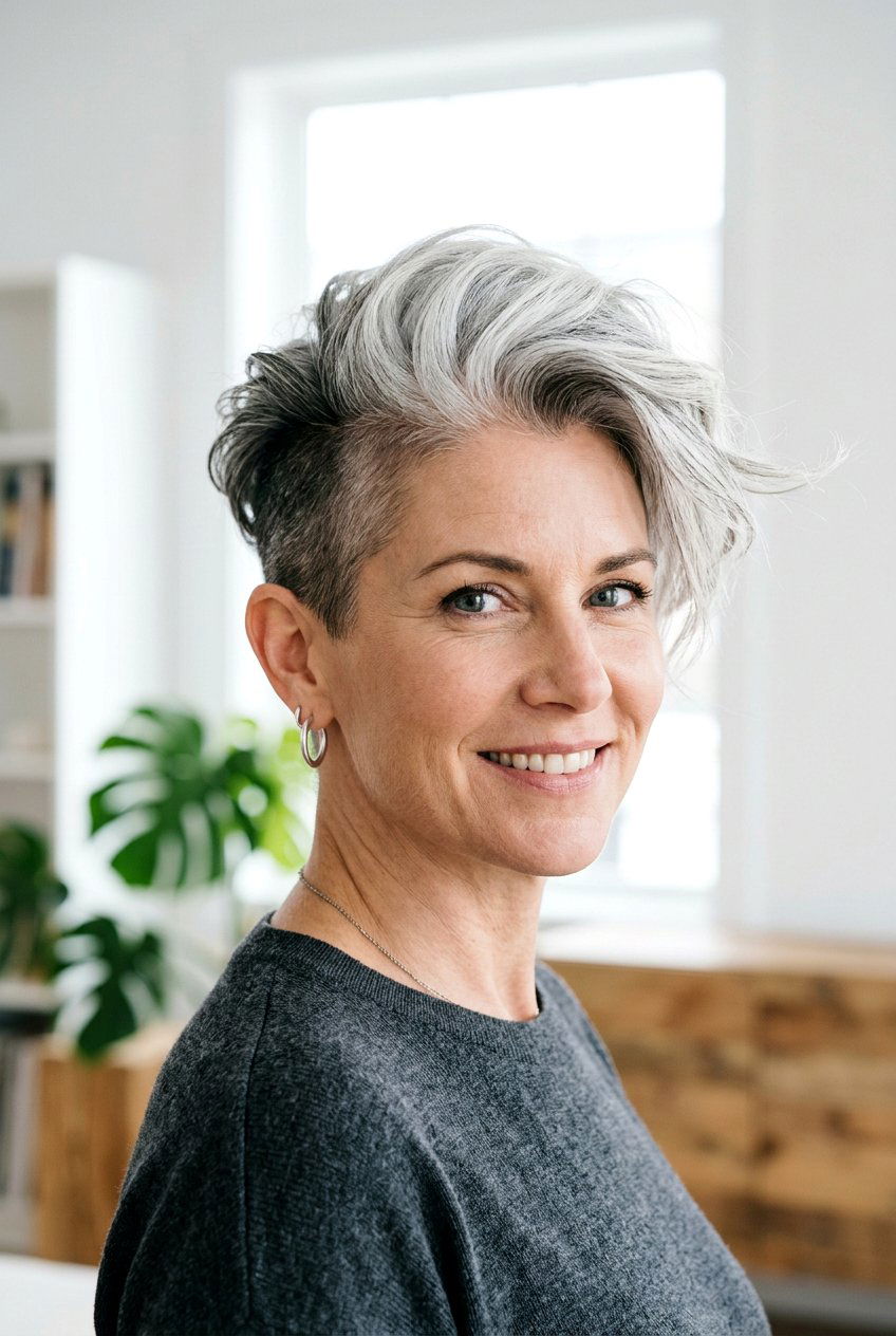 Salt and pepper undercut for women - 20 salt and pepper hair color ideas - 20 salt and pepper hair color ideas