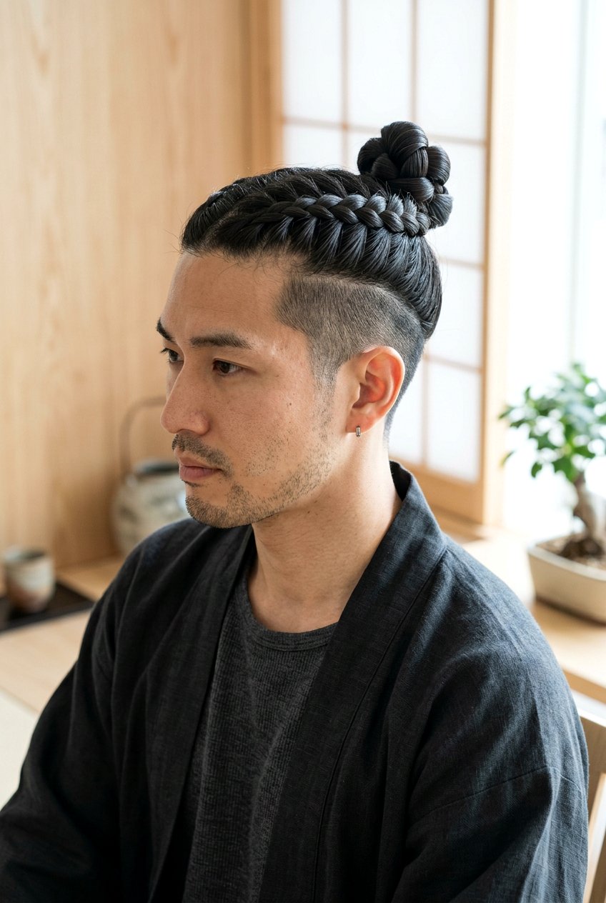 Samurai Inspired Braided Knot - 20 braided top knot men - 20 braided top knot men