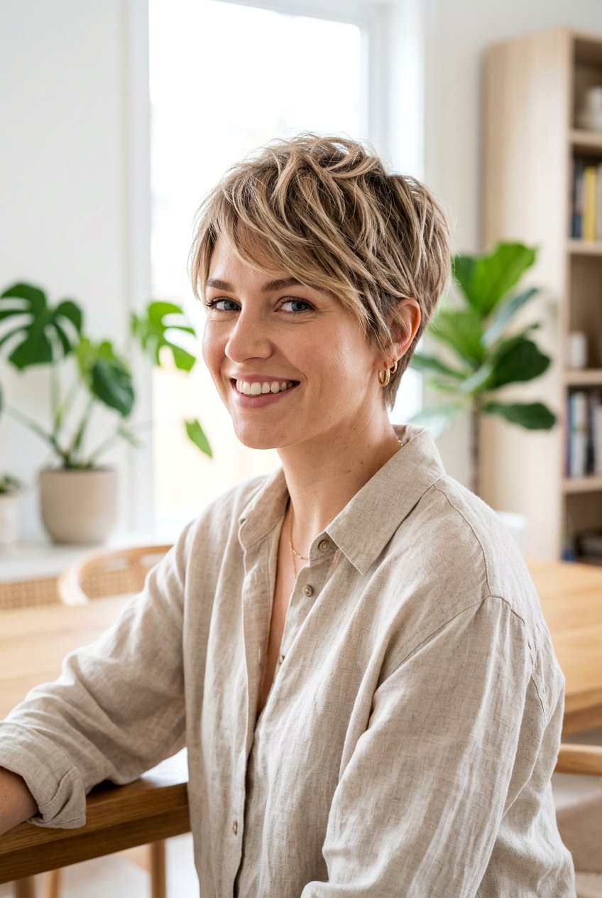 Sandy Blonde Balayage Choppy Pixie - 20 blonde balayage for pixie haircut - 20 blonde balayage for pixie haircut