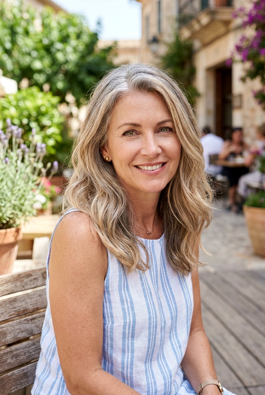 Sandy Blonde Balayage With Gray Roots - 20 blonde gray blend for mature women - 20 blonde gray blend for mature women