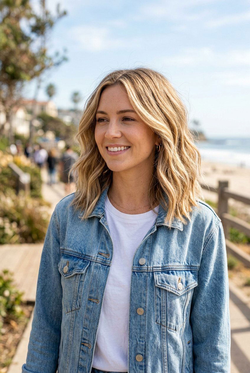 Sandy Blonde Lob - 20 soft money piece for blonde mature hair - 20 soft money piece for blonde mature hair