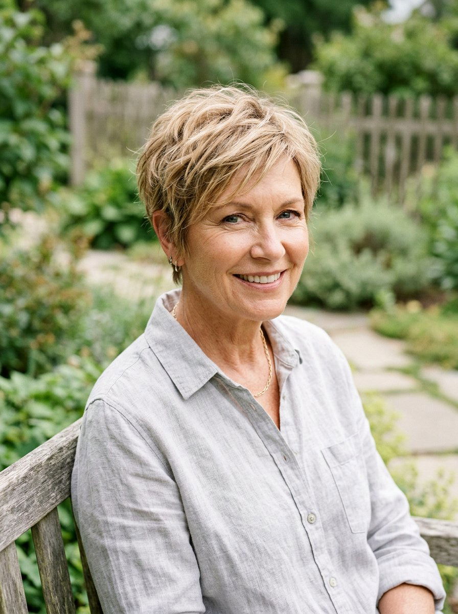 Sandy Blonde Pixie - 20 soft blonde refresh for mature women - 20 soft blonde refresh for mature women