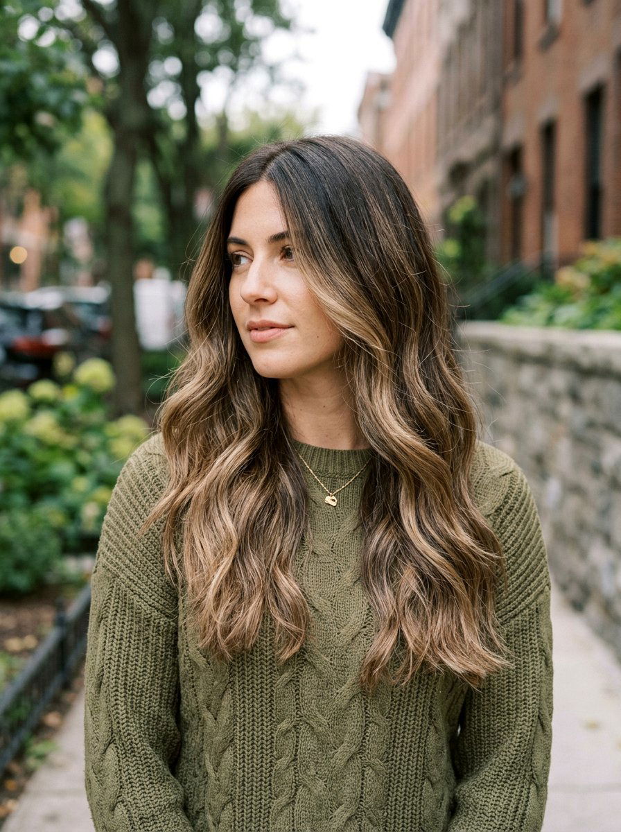 Sandy Bronde Babylights with Shadow Root on Dark Hair - 20 sandy bronde with babylights - 20 sandy bronde with babylights