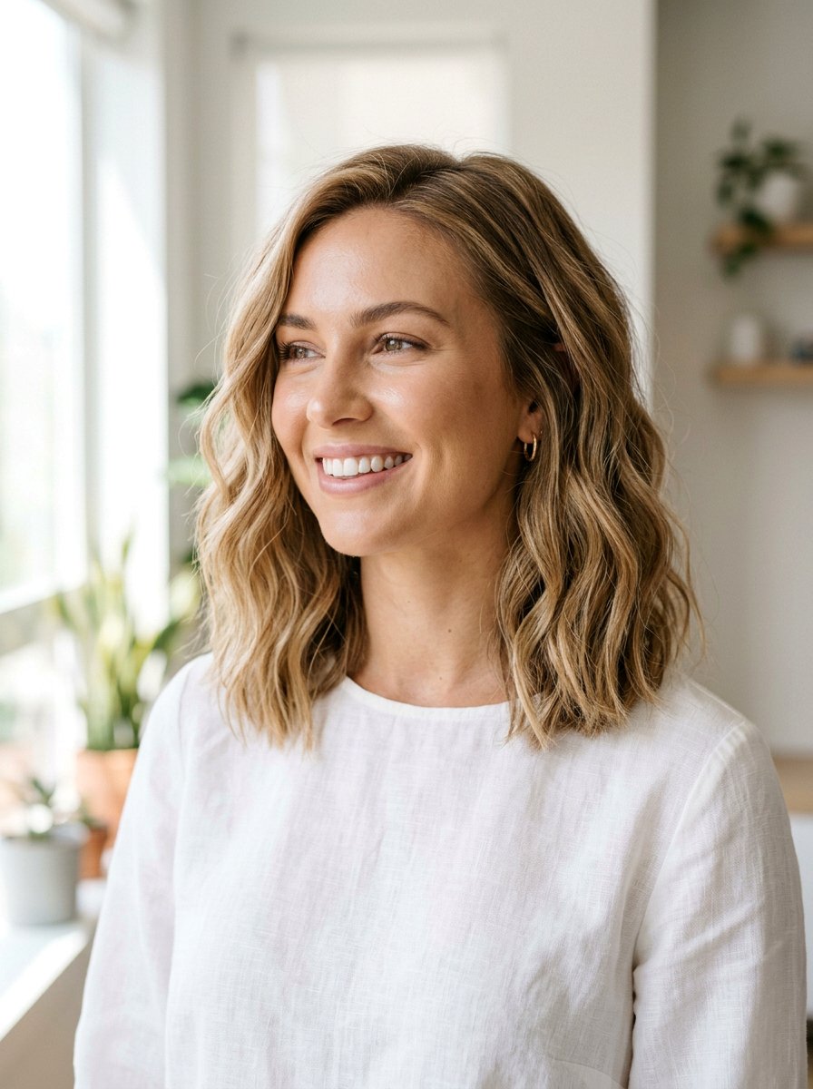 Sandy Caramel Blonde Lob Haircut - 20 sandy caramel blonde hair - 20 sandy caramel blonde hair