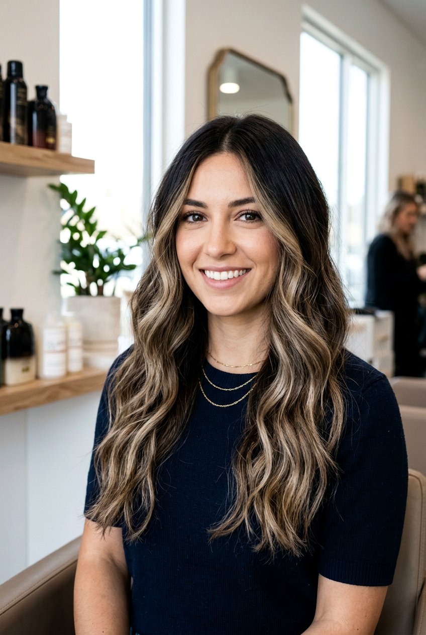 Sandy blonde balayage on espresso hair - 20 high contrast balayage hair - 20 high contrast balayage hair