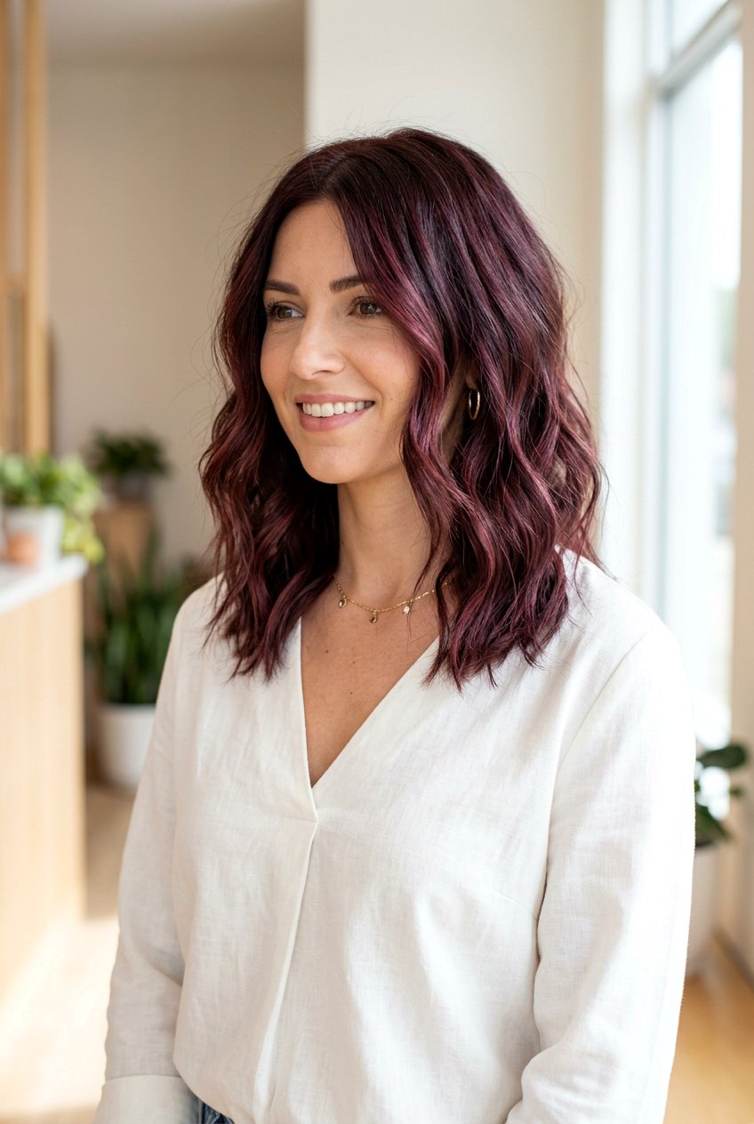 Sangria Balayage Lob Haircut - 20 sangria balayage hair - 20 sangria balayage hair