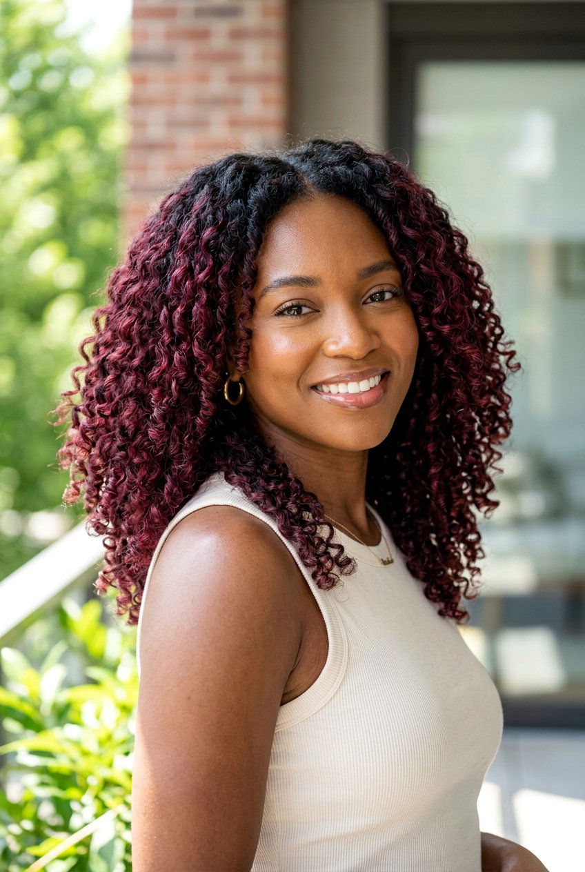 Sangria Balayage On Natural Hair Texture - 20 sangria balayage hair - 20 sangria balayage hair