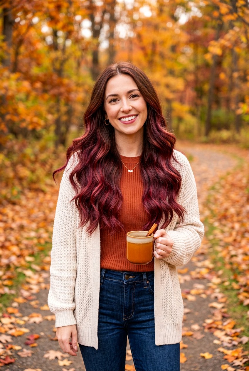 Sangria Balayage On Warm Brunette Base - 20 sangria balayage hair - 20 sangria balayage hair