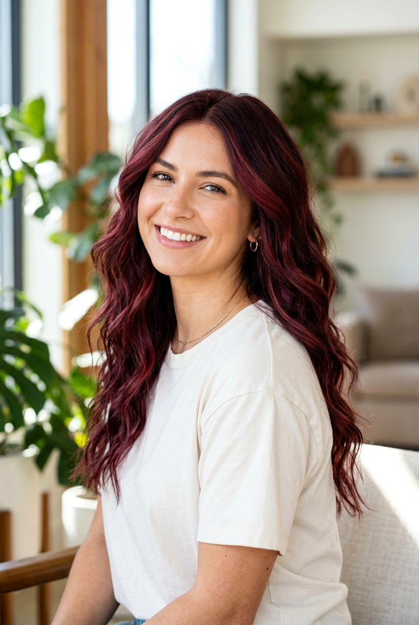 Sangria Balayage On Wavy Hair - 20 sangria balayage hair - 20 sangria balayage hair