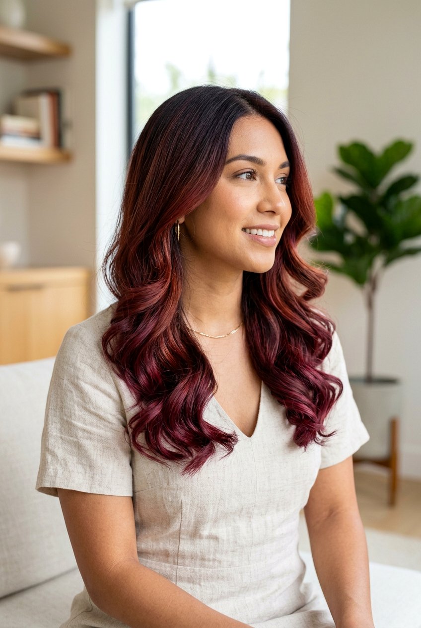 Sangria Balayage With Burgundy Ends - 20 sangria balayage hair - 20 sangria balayage hair