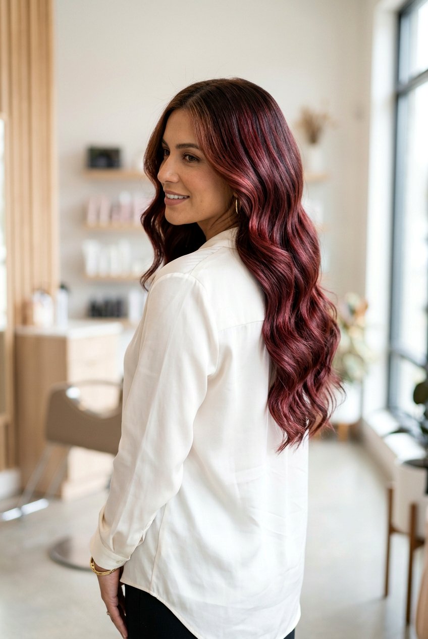 Sangria Balayage With Red Velvet Tones - 20 sangria balayage hair - 20 sangria balayage hair