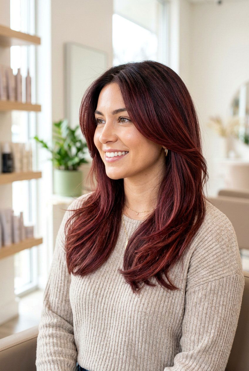 Sangria Balayage With Shadow Root - 20 sangria balayage hair - 20 sangria balayage hair