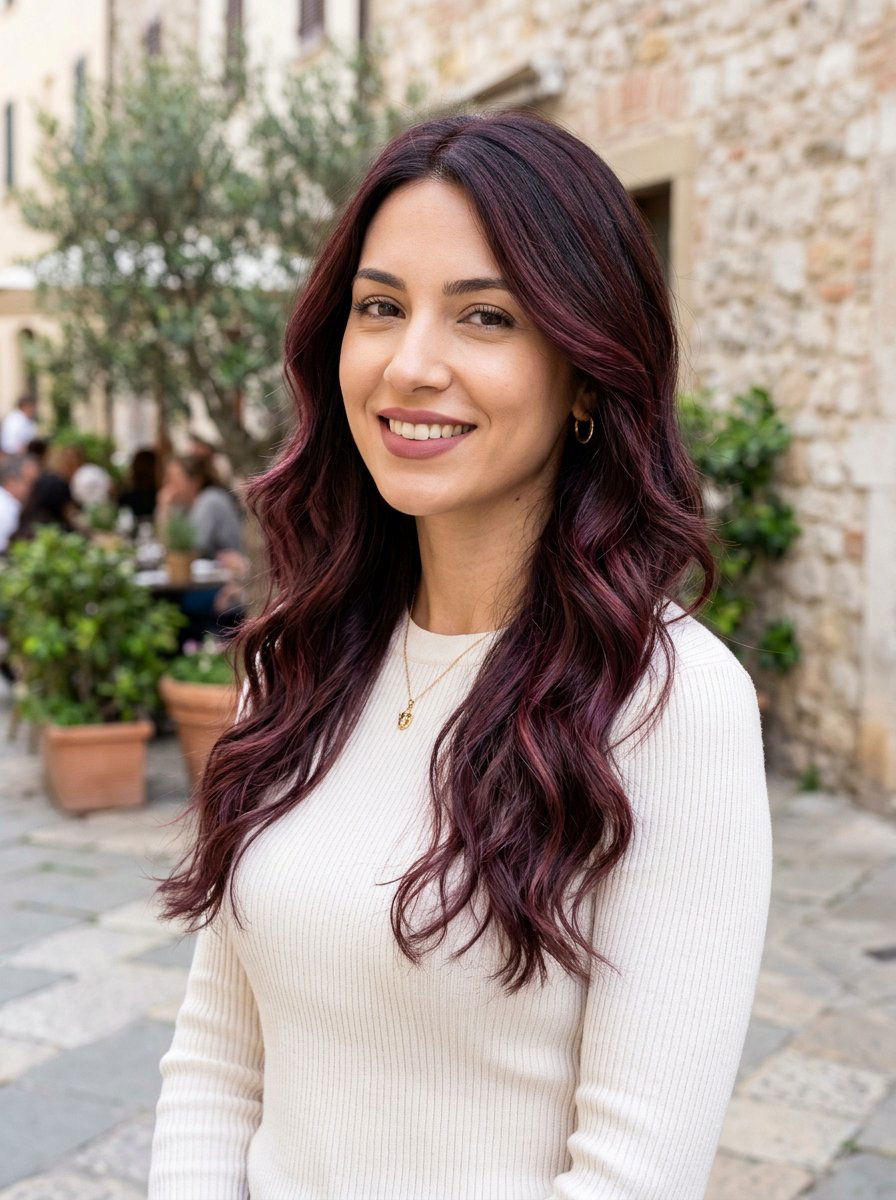 Sangria Brunette Balayage For Cool Skin Tones - 20 sangria brunette balayage - 20 sangria brunette balayage