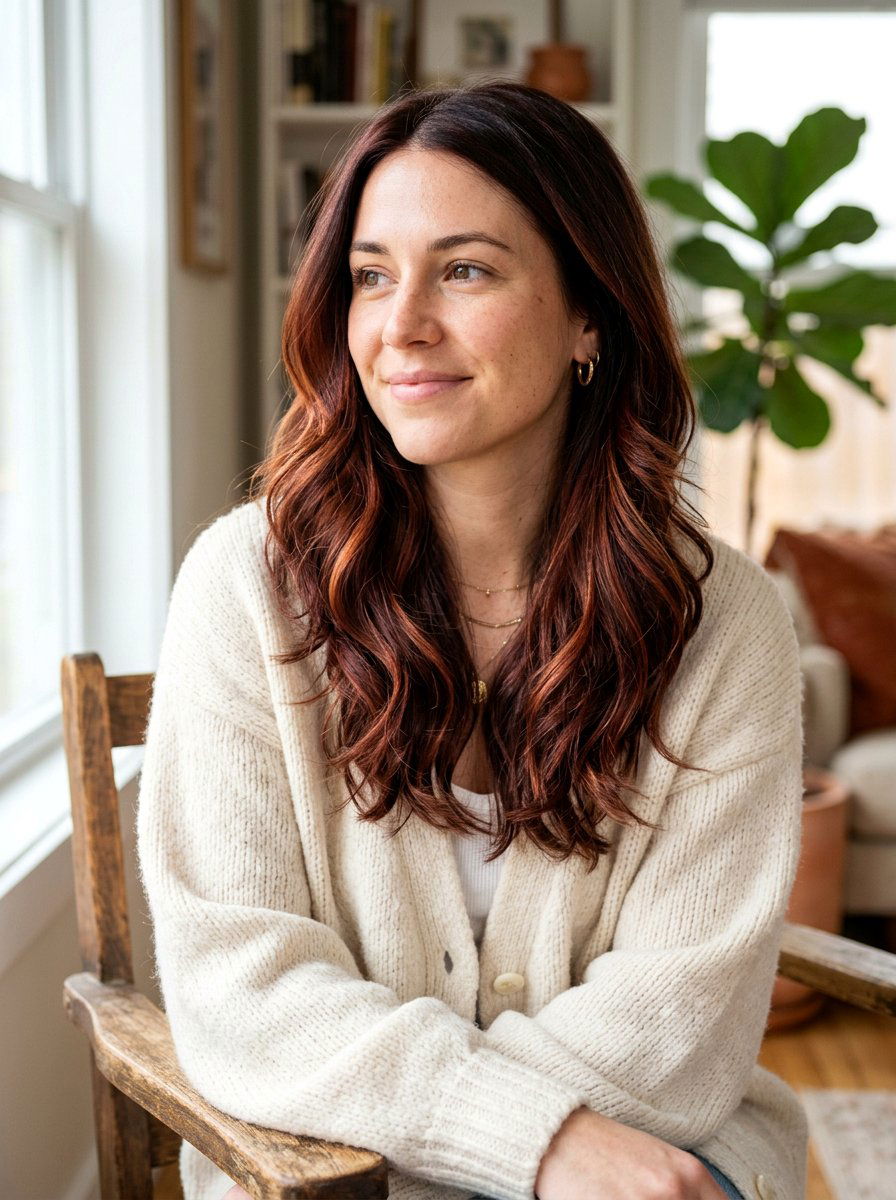 Sangria Brunette Balayage For Medium Length Hair - 20 sangria brunette balayage - 20 sangria brunette balayage