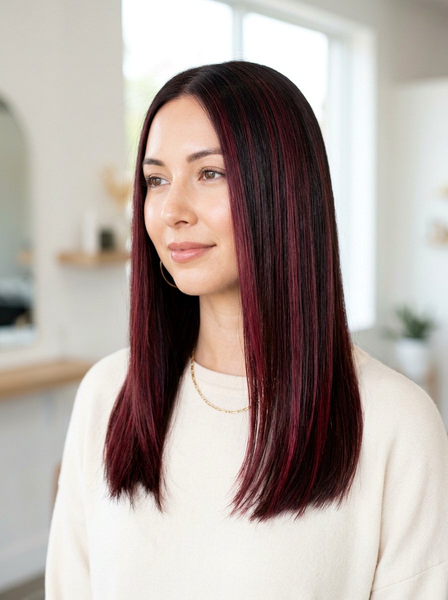 Sangria Brunette Balayage For Straight Hair - 20 sangria brunette balayage - 20 sangria brunette balayage