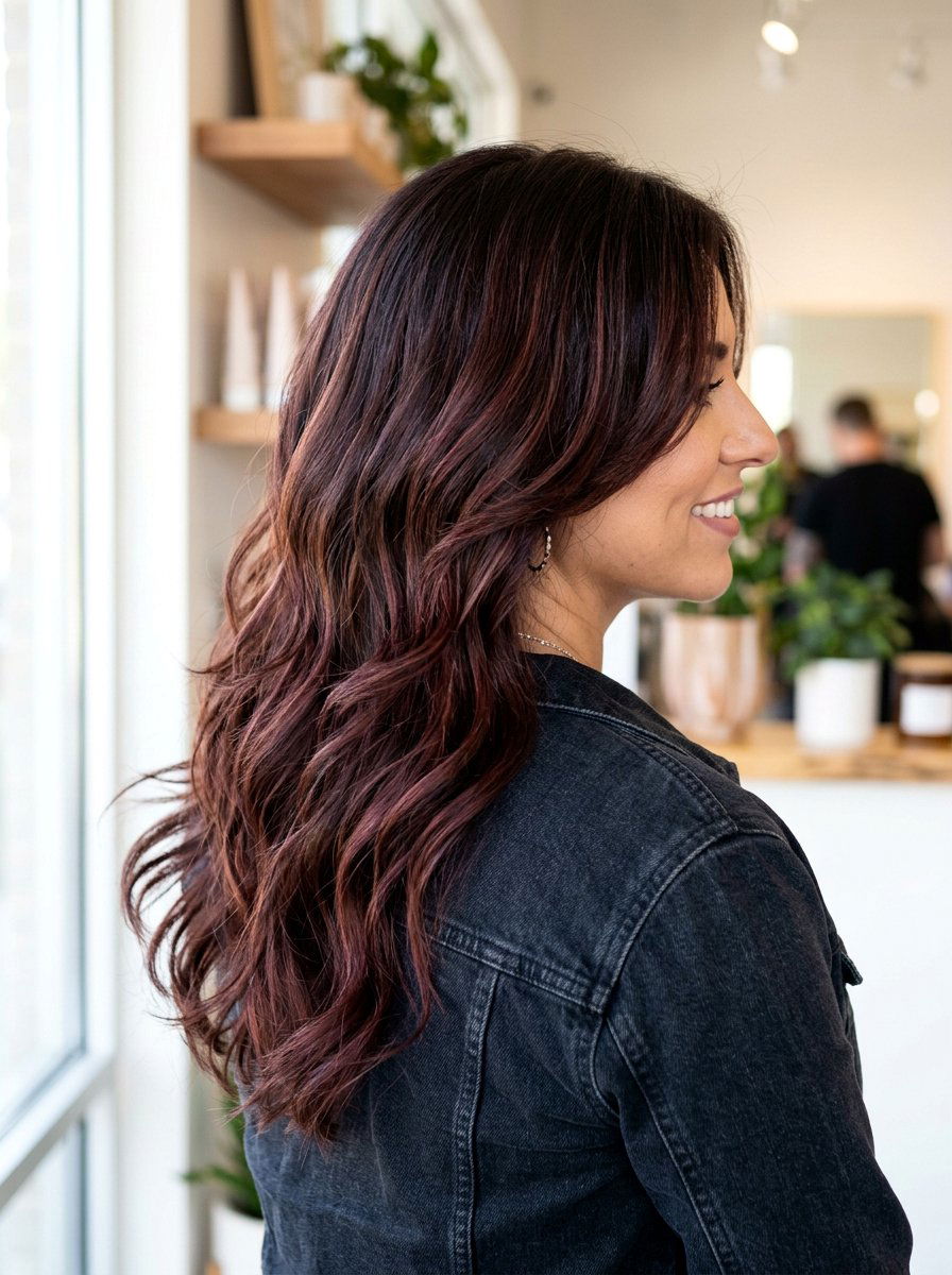 Sangria Brunette Balayage With Layered Haircut - 20 sangria brunette balayage - 20 sangria brunette balayage