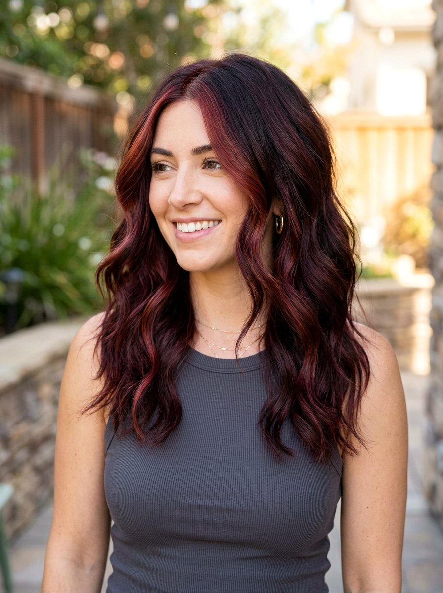 Sangria Brunette Balayage With Money Piece - 20 sangria brunette balayage - 20 sangria brunette balayage
