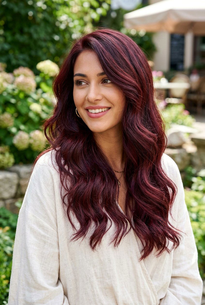 Sangria Red Soft Waves Look - 20 sangria red hair color - 20 sangria red hair color