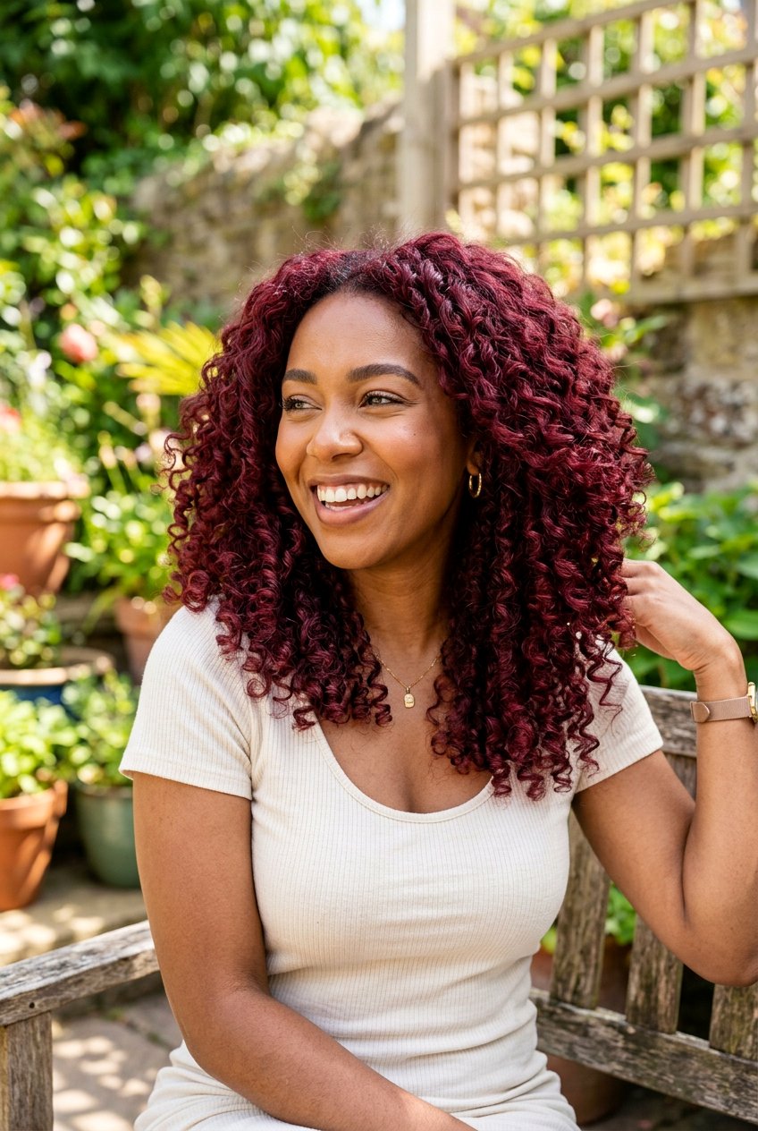 Sangria Red on Curly Hair - 20 sangria red hair color - 20 sangria red hair color