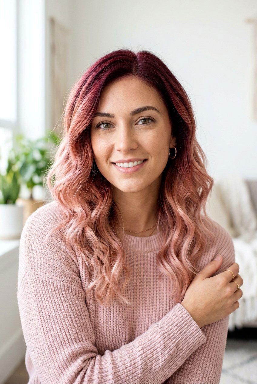 Sangria Red with Rose Gold Tones - 20 sangria red hair color - 20 sangria red hair color