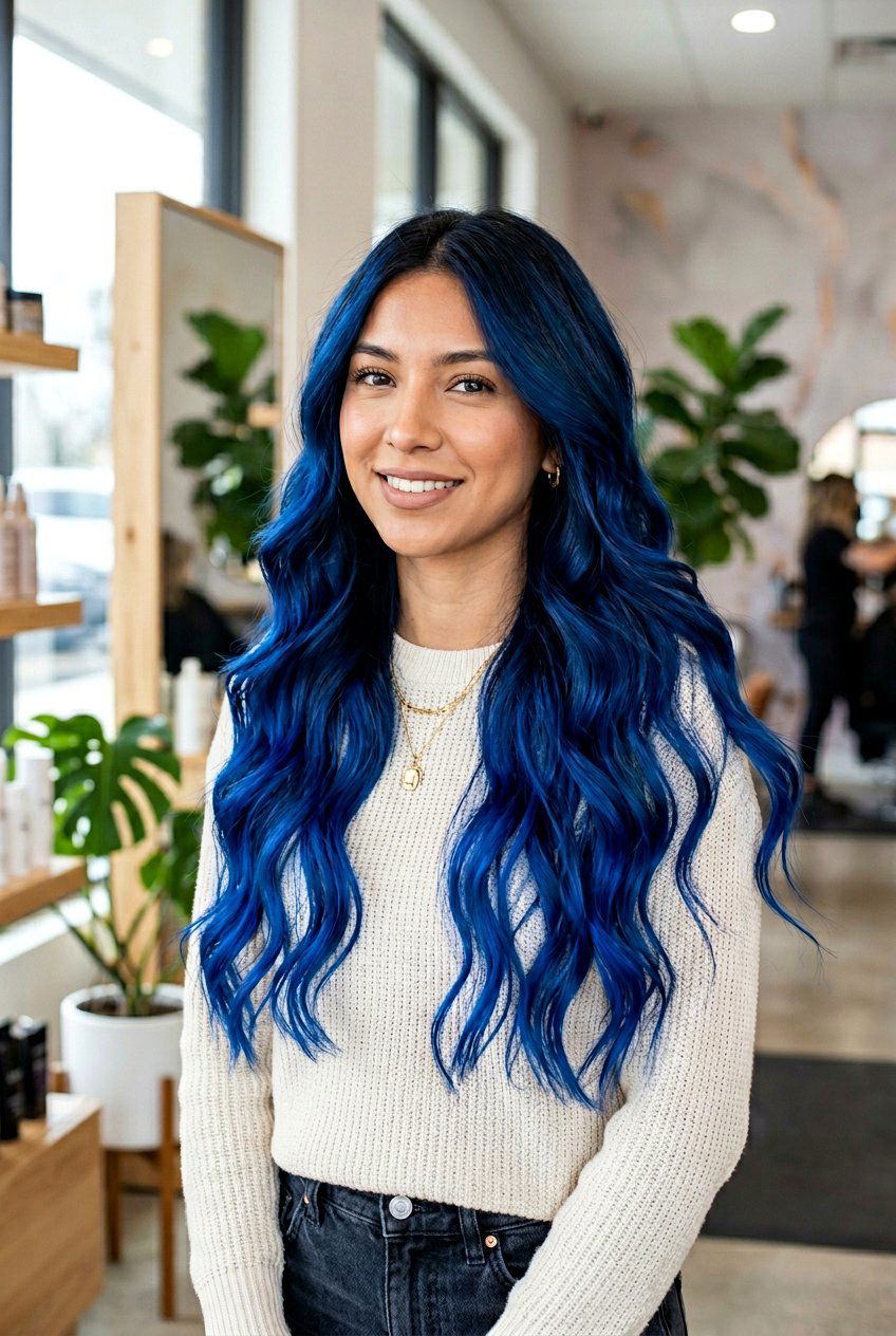 Sapphire Blue Balayage on Dark Hair - 20 sapphire blue hair color - 20 sapphire blue hair color
