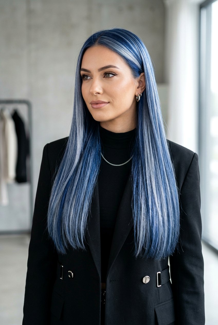 Sapphire Blue Hair with Silver Highlights - 20 sapphire blue hair color - 20 sapphire blue hair color