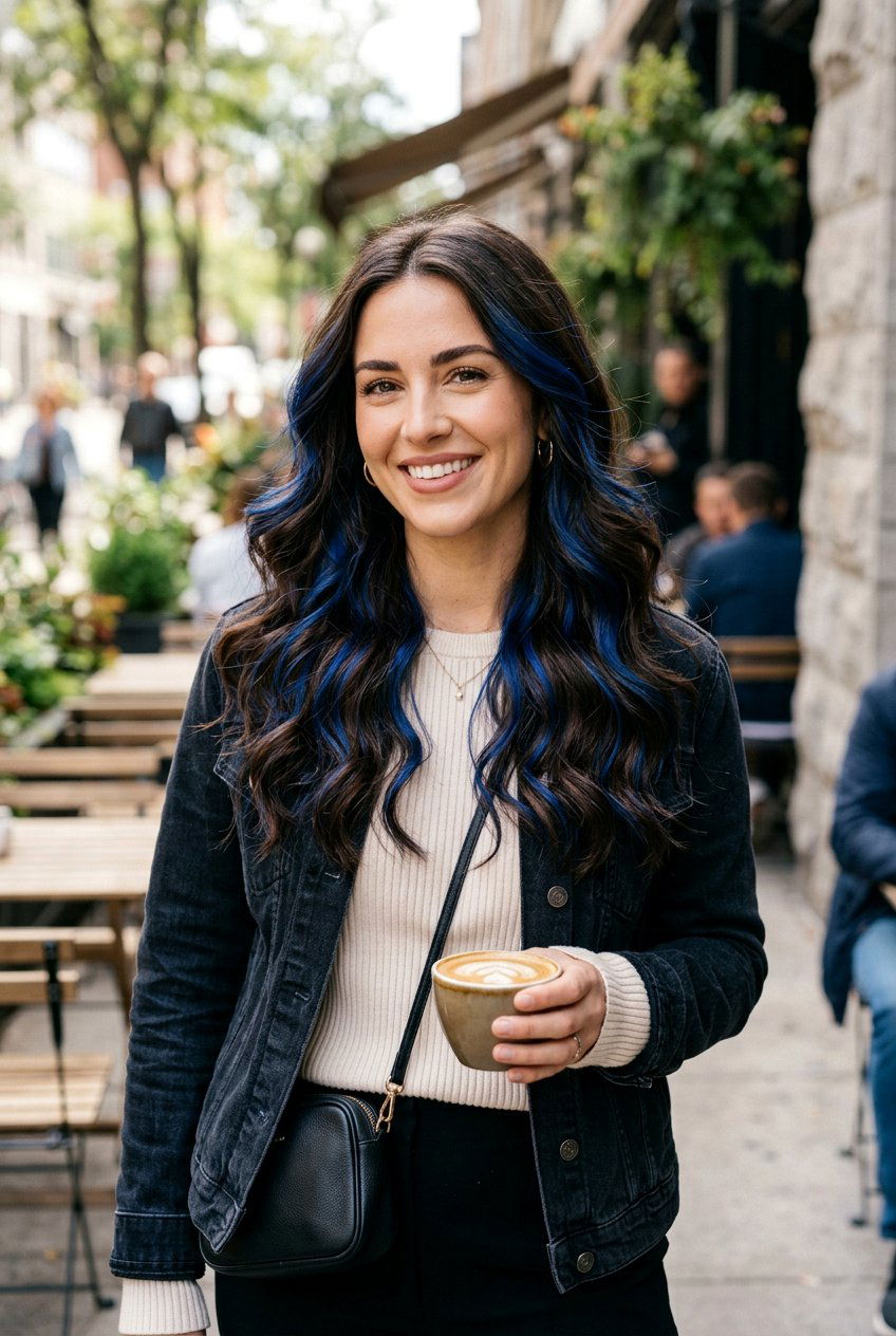 Sapphire Blue Highlights on Brown Hair - 20 sapphire blue hair color - 20 sapphire blue hair color