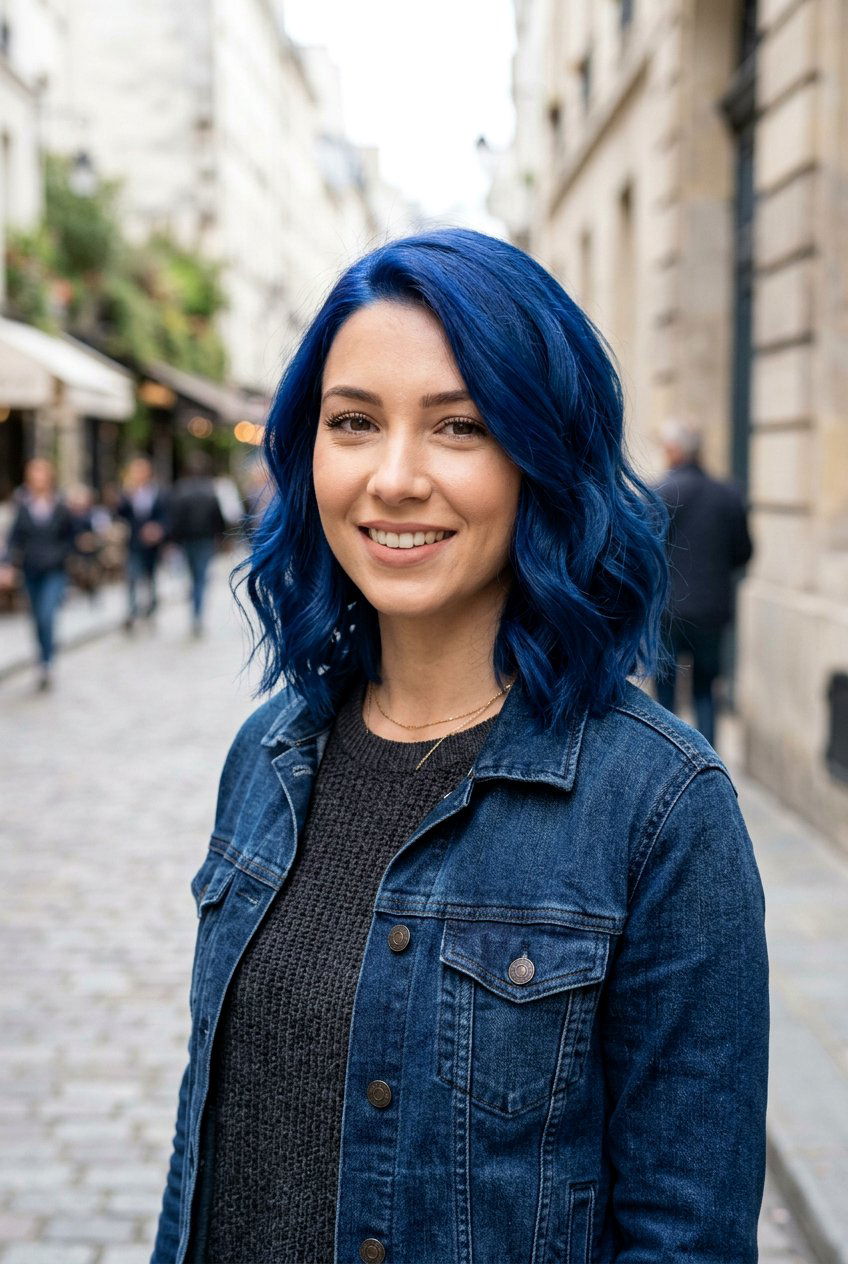 Sapphire Blue Lob Long Bob - 20 sapphire blue hair color - 20 sapphire blue hair color