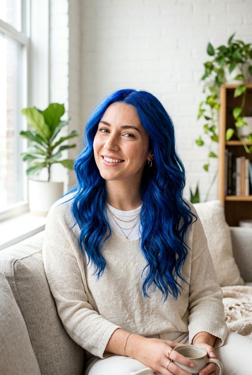 Sapphire Blue Wavy Hair - 20 sapphire blue hair color - 20 sapphire blue hair color