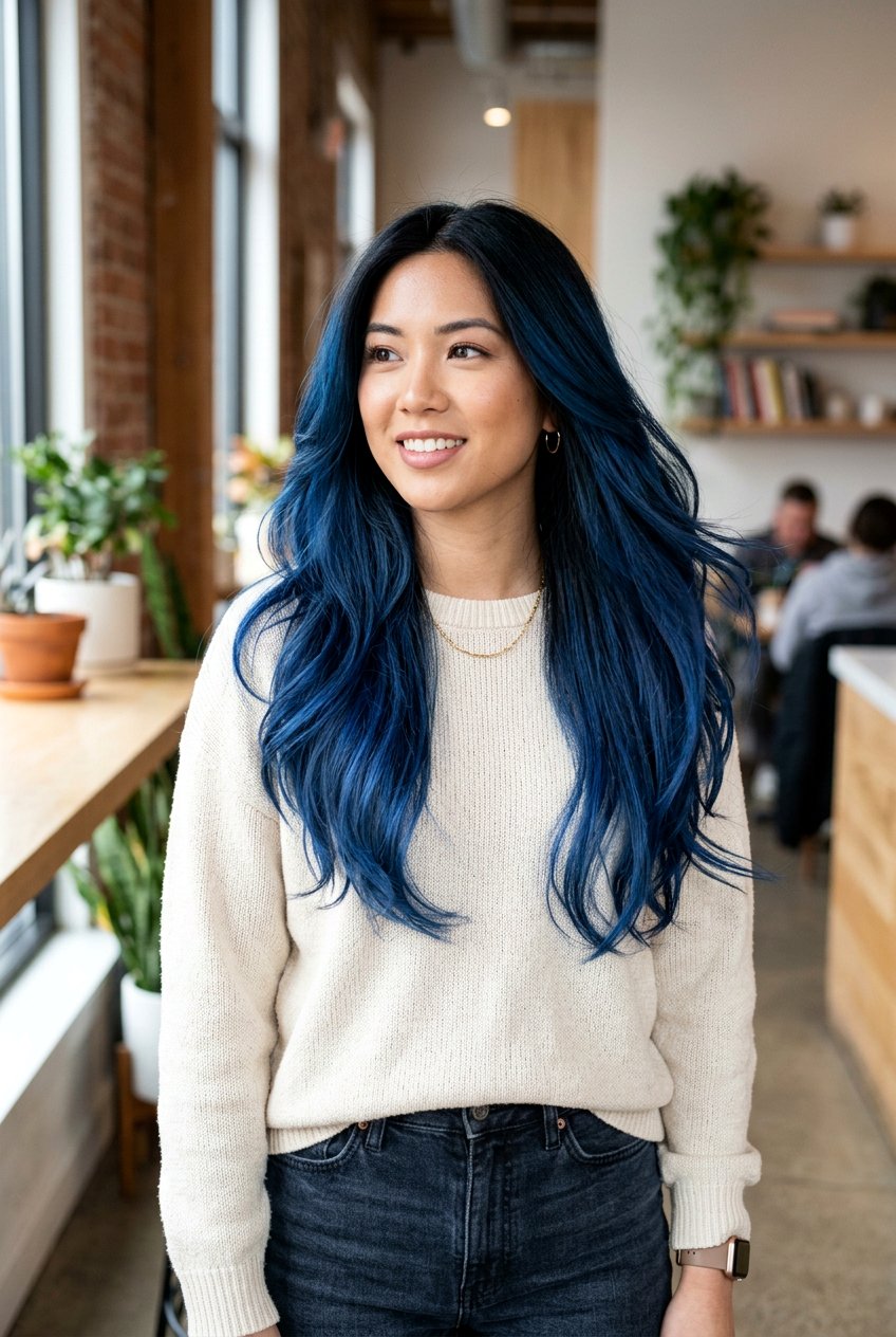 Sapphire Blue and Black Color Melt - 20 sapphire blue hair color - 20 sapphire blue hair color