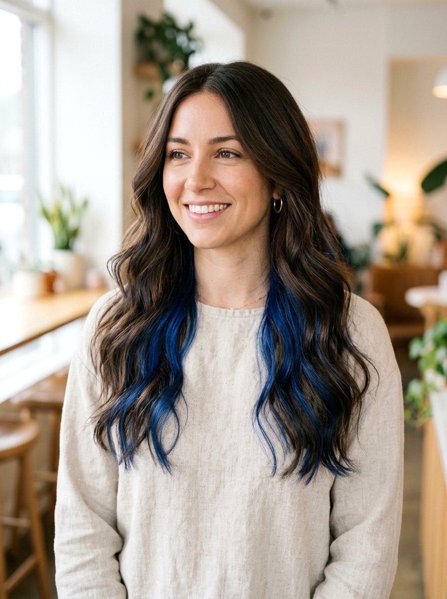 Sapphire Peekaboo For Low Maintenance Look - 20 sapphire peekaboo hair color - 20 sapphire peekaboo hair color