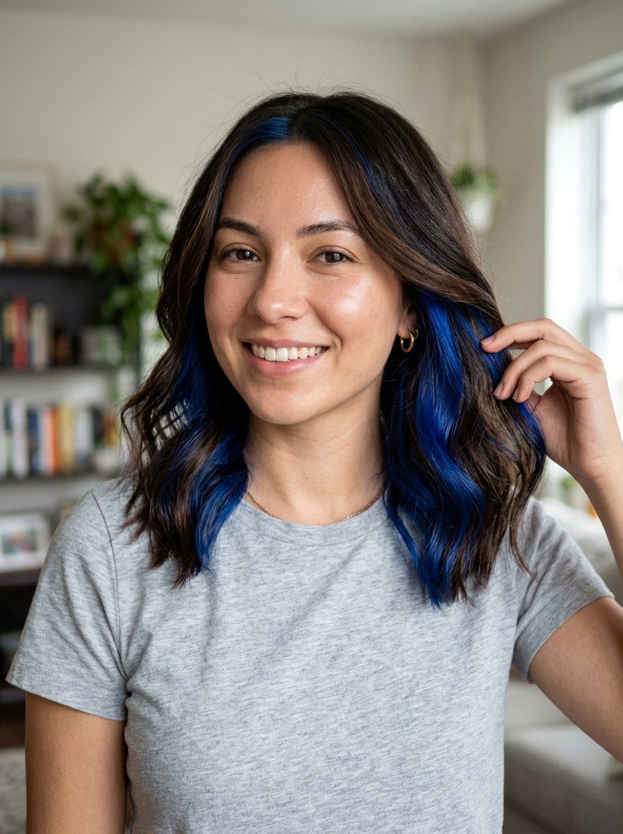 Sapphire Peekaboo Money Piece - 20 sapphire peekaboo hair color - 20 sapphire peekaboo hair color