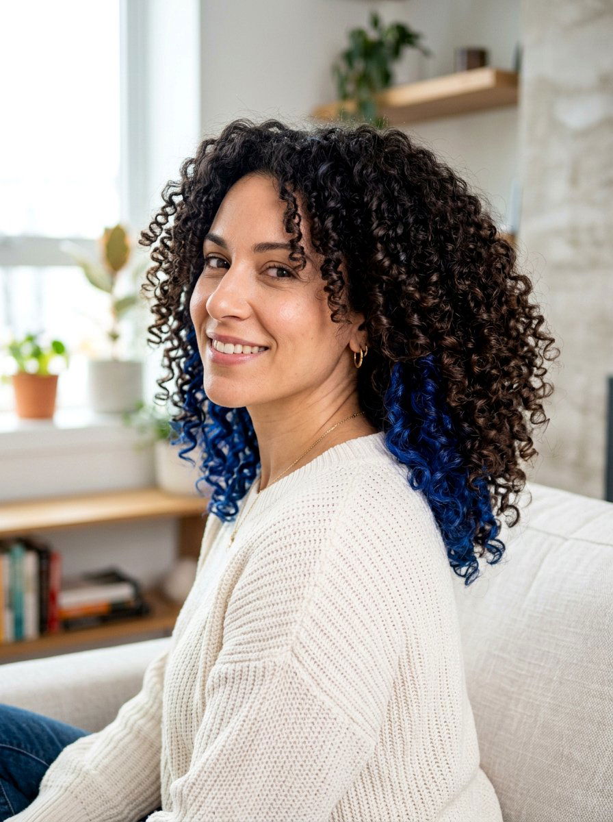 Sapphire Peekaboo On Curly Hair - 20 sapphire peekaboo hair color - 20 sapphire peekaboo hair color