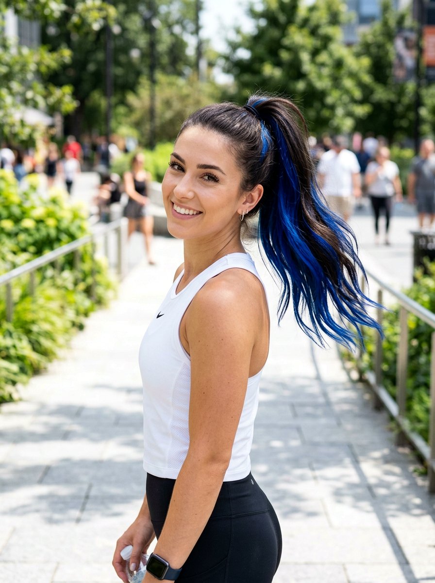 Sapphire Peekaboo Ponytail Look - 20 sapphire peekaboo hair color - 20 sapphire peekaboo hair color