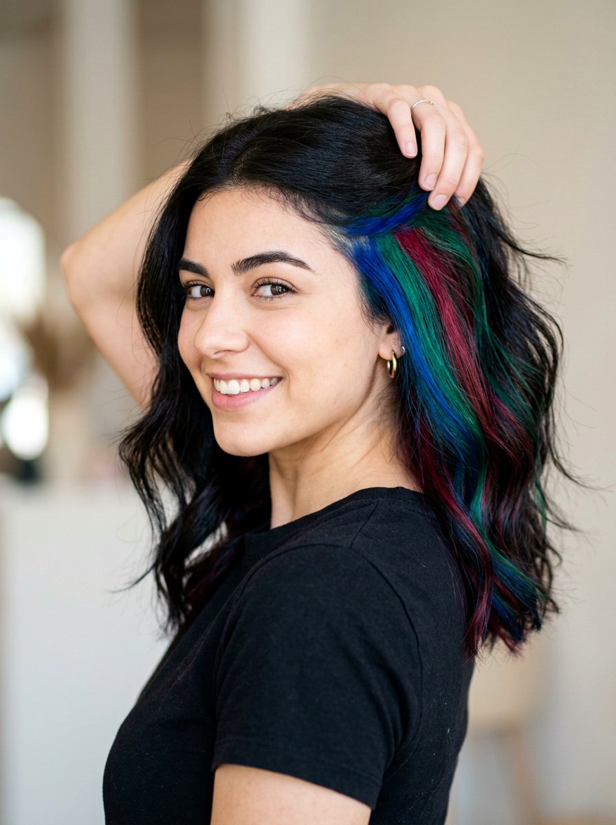 Sapphire Peekaboo With Jewel Tone Mix - 20 sapphire peekaboo hair color - 20 sapphire peekaboo hair color