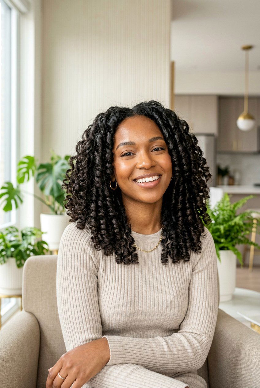 Satin Flexi Rod Curls - 20 no heat curls for fine straight hair - 20 no heat curls for fine straight hair