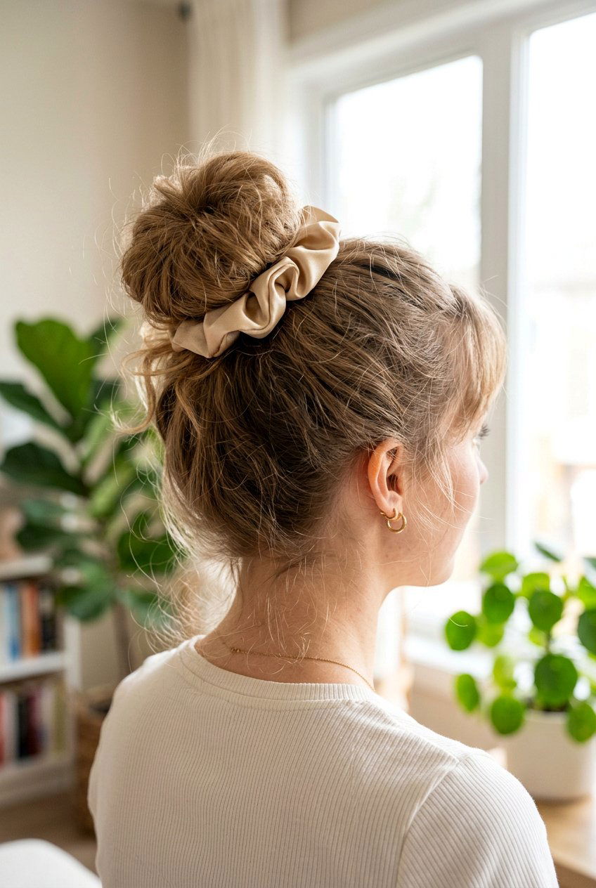 Satin Scrunchie Messy Bun For Fine Hair - 20 textured bun for fine hair - 20 textured bun for fine hair