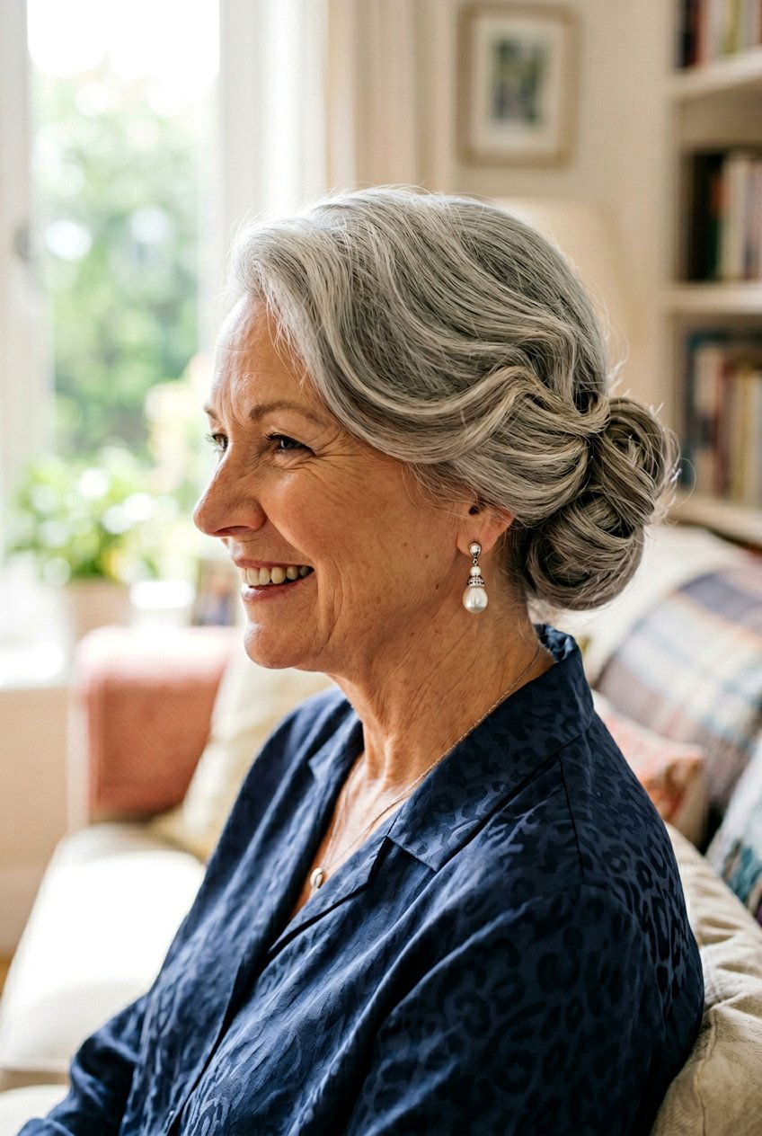 Scalloped Edge Bun - 20 polished wedding bun for older women - 20 polished wedding bun for older women