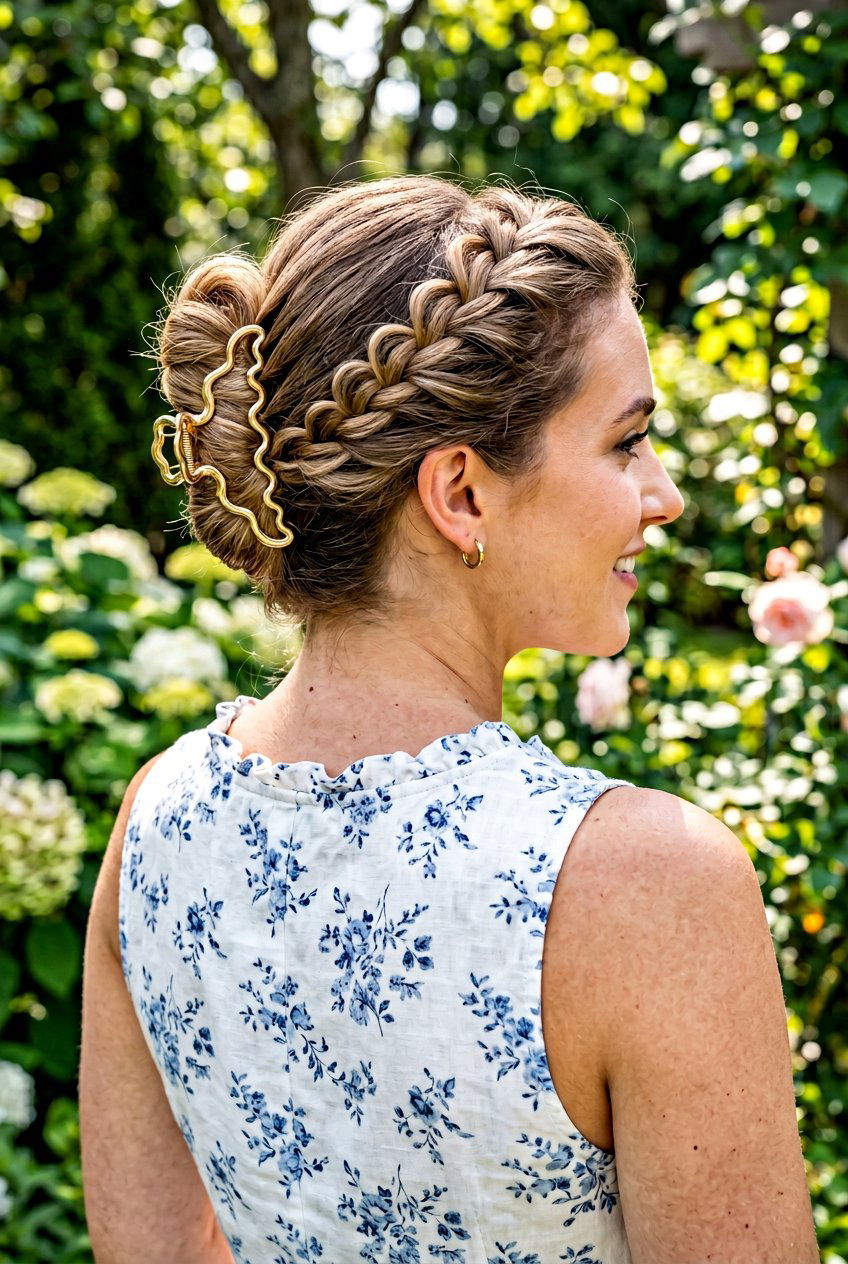 Scalloped Edge Twist - 20 easy claw clip hairstyles for long hair - 20 easy claw clip hairstyles for long hair