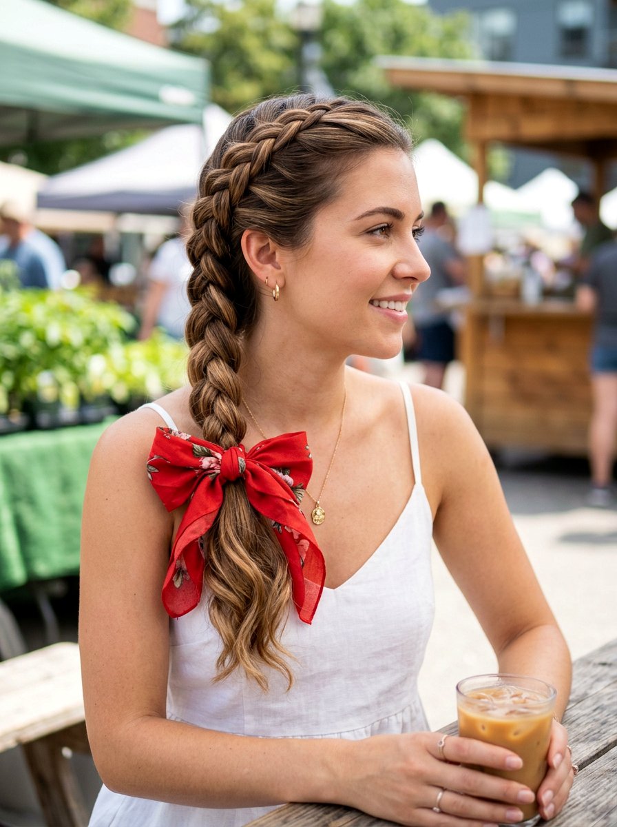 Scarf Bow Braid - 20 scarf braid hairstyle for women - 20 scarf braid hairstyle for women