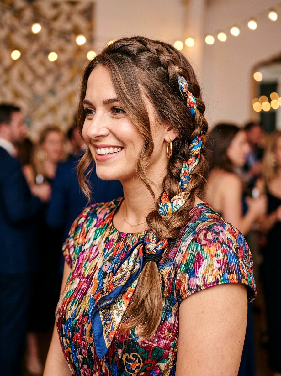 Scarf Braid Medium Hair - 20 school dance hairstyles for medium hair - 20 school dance hairstyles for medium hair