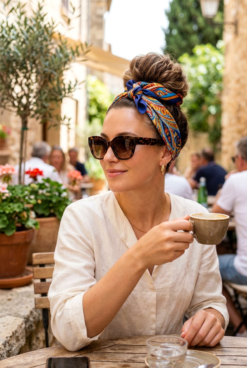 Scarf Tied Updo - 20 best beach hairstyle ideas - 20 best beach hairstyle ideas