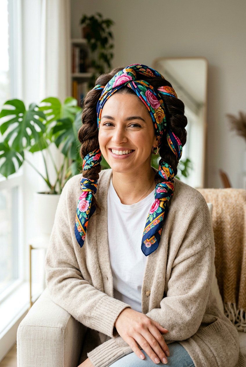 Scarf Wrap Curls - 20 heatless curls for long thick hair - 20 heatless curls for long thick hair