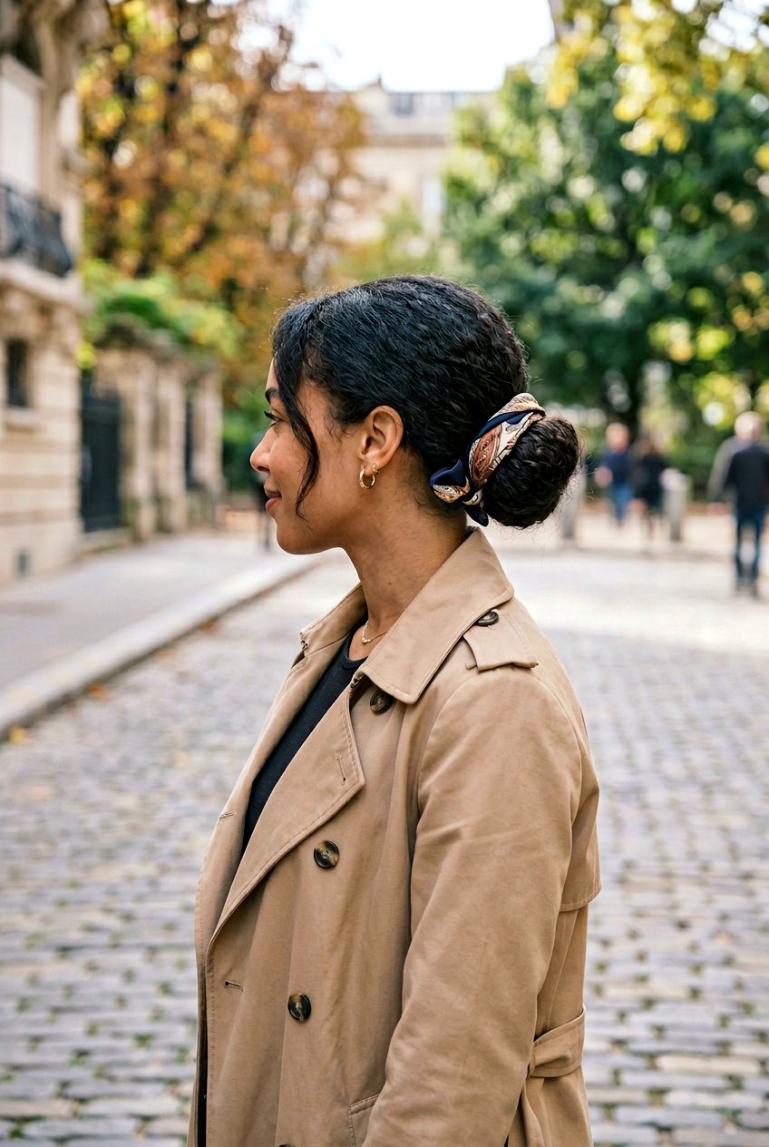 Scarf Wrapped Bun - 20 minimalist work bun for women - 20 minimalist work bun for women