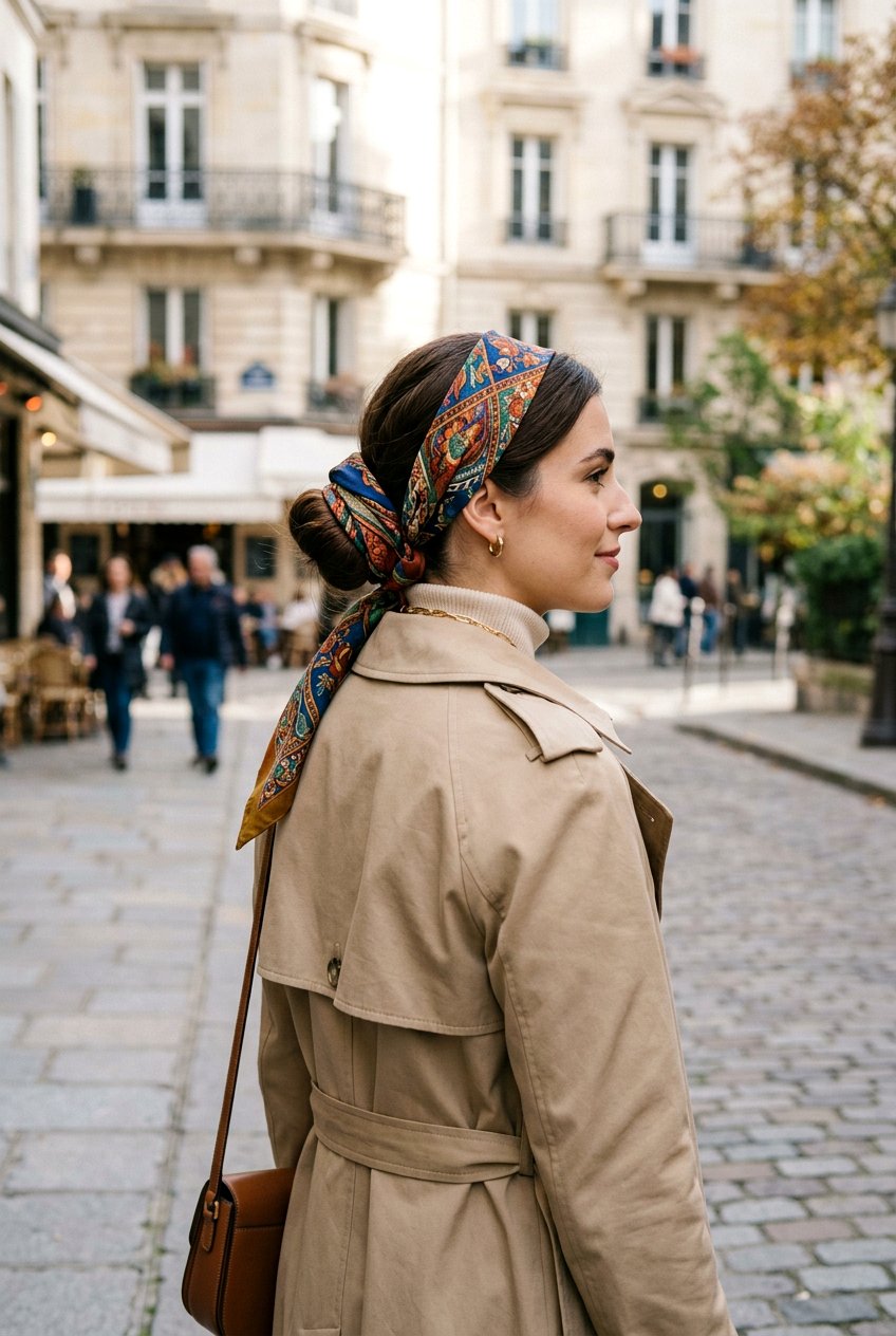 Scarf Wrapped Bun - 20 quick hairstyle for office mornings - 20 quick hairstyle for office mornings