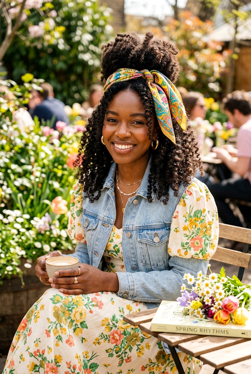 Scarf Wrapped Natural Hair Half Up Half Down - 20 natural hair half up half down styles - 20 natural hair half up half down styles