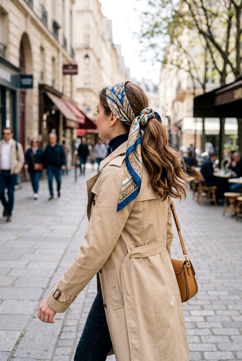 Scarf Wrapped Ponytail - 20 easy hairstyles for busy moms with long hair - 20 easy hairstyles for busy moms with long hair